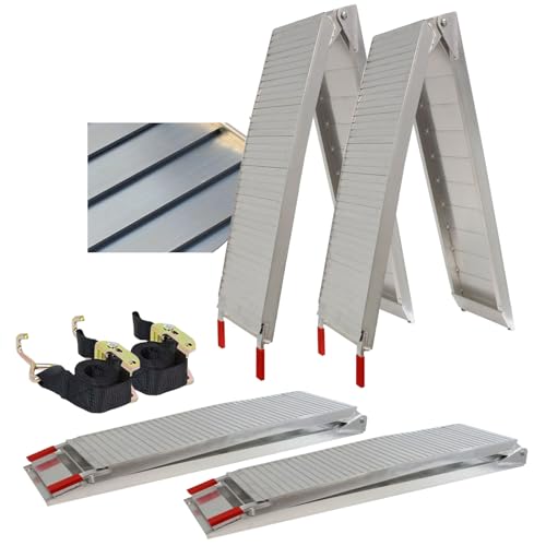 TRUTZHOLM 2X Alu Auffahrrampe klappbar 205 cm 340 kg Traglast rutschfest auch bei Nässe, faltbar, extra leicht, stabile Verarbeitung 28cm breite Motorradrampe Verladerampe von TRUTZHOLM