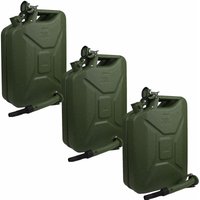 Trutzholm ® - 3x Metallkanister Hammerschlag olivgrün 20 Liter inkl. Ausgießer + Halter Benzin Diesel von TRUTZHOLM