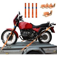 Trutzholm ® - 4 Gurtschlaufen Doppelschlaufe + 4 Spanngurte Motorradspanngurt Sicherung orange von TRUTZHOLM