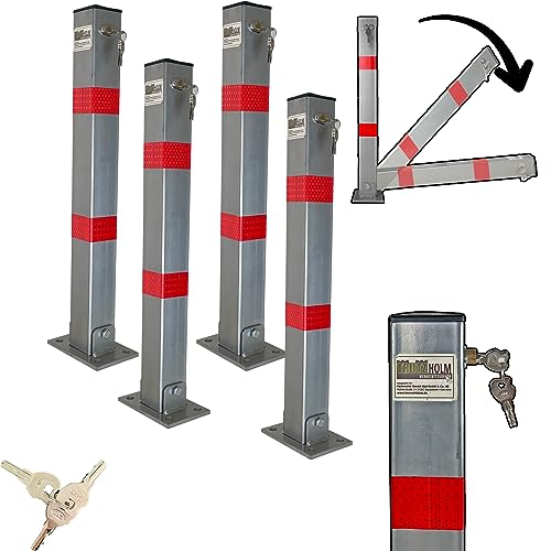 Absperrpfosten Parkplatzsperre Poller klappbar Signalstreifen TRUTZHOLM 4x von TRUTZHOLM