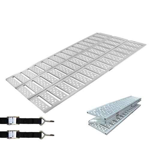 DREIBREIT by TRUTZHOLM 3-Fach Auffahrrampe klappbar 215cm Tragkraft 1020kg Alu Silber gelocht gerillt Verladerampe Rampe von TRUTZHOLM