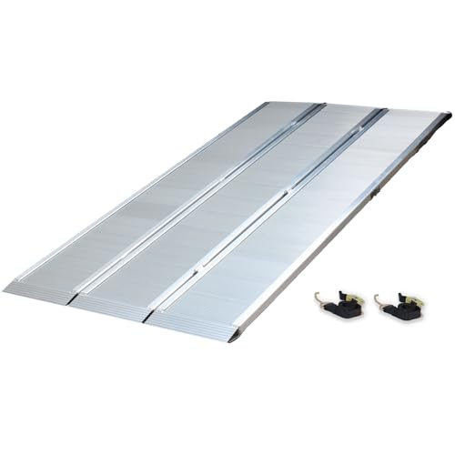 DREIBREIT by TRUTZHOLM 3-Fach Auffahrrampe klappbar 175cm Tragkraft 1650kg Alu Silber geriffelt Verladerampe Rampe von TRUTZHOLM