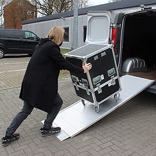 TRUTZHOLM 1 x Breitrampe 214 x 74 cm Traglast 600 kg Alu grau geriffelt Auffahrrampe Eventrampe Laderampe von TRUTZHOLM