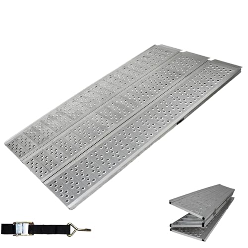 DREIBREIT by TRUTZHOLM 2-Fach Auffahrrampe klappbar Alu 255 cm 1020 kg Tragkraft 115 cm Breite gelocht grau 2 Spanngurte zur Sicherung von TRUTZHOLM