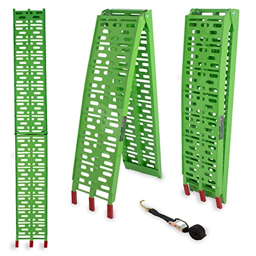 TRUTZHOLM® Auffahrrampe 340 kg Faltbare ALU Verladerampe klappbar Alu Auffahrrampe Rampe Verladerampen 228cm Farbe nach Auswahl (1x Rampe Grün) von TRUTZHOLM