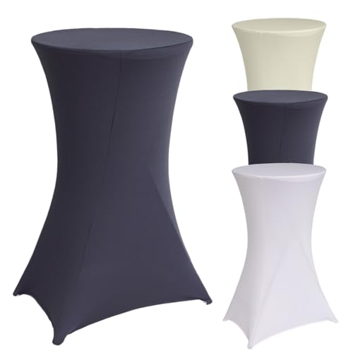 TRUTZHOLM Stehtischhusse 60 cm Farbe nach Wahl Tischdecke Husse Partytisch Bistrotisch Stretch Decke (Grau) von TRUTZHOLM