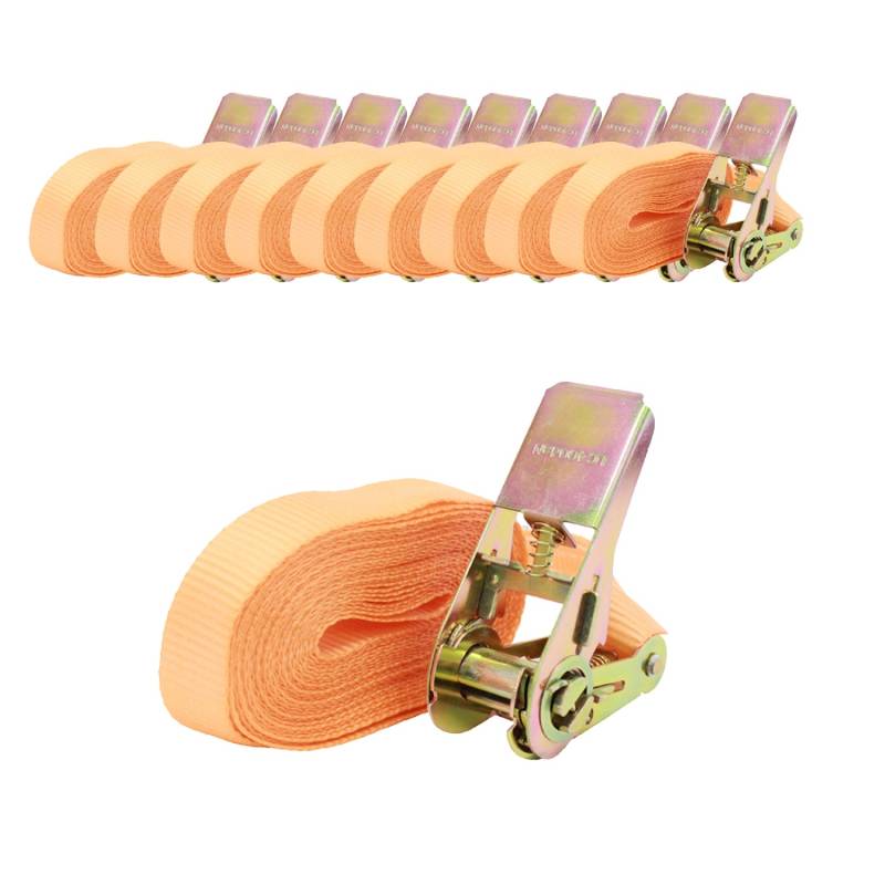 TRUTZHOLM 10x Profi Ratschen Spanngurt 1 Teilig 6m 0,8t  800 kg TÜV GS Orange von TRUTZHOLM