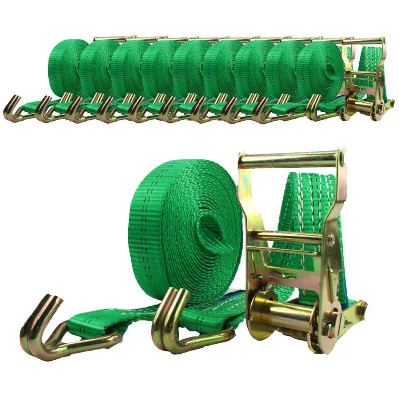 TRUTZHOLM 10x Profi Ratschen Spanngurt 2 Teilig 6m 2t 2000 kg TÜV GS Grün von TRUTZHOLM