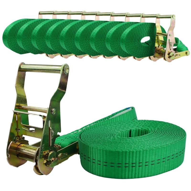 TRUTZHOLM 10x Ratschen Spanngurt 1 Teilig 6m 2t 2000kg TÜV GS Grün von TRUTZHOLM