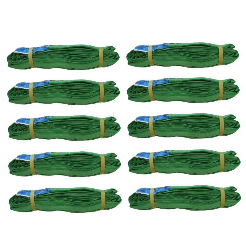 TRUTZHOLM 10x Rundschlinge 2000 kg 2 to grün 2 m Umfang Hebeband Hebeschlinge Hebeband (Set, 10-tlg), Oberflächenschonend von TRUTZHOLM