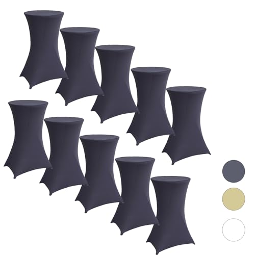 TRUTZHOLM 10x Stehtischhusse 60 cm Farbe nach Auswahl 60 cm Tischdecke Husse für Partytisch Bistrotisch Stehtisch Husse anthrazit Decke Klapptisch Tischüberzug Tischhusse (Grau) von TRUTZHOLM