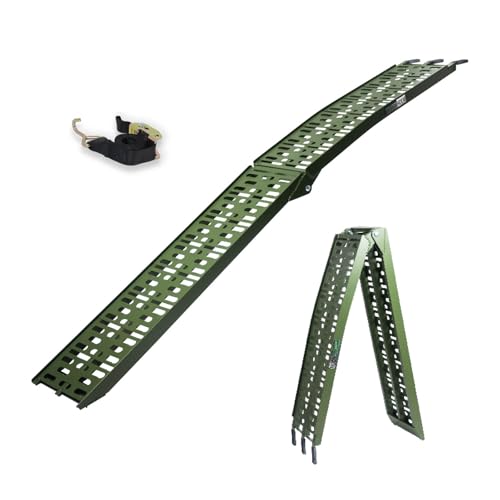 TRUTZHOLM 1x Auffahrrampe klappbar 228 cm Traglast 340 kg Alu Militärgrün gelocht Motorradrampe Verladerampe von TRUTZHOLM