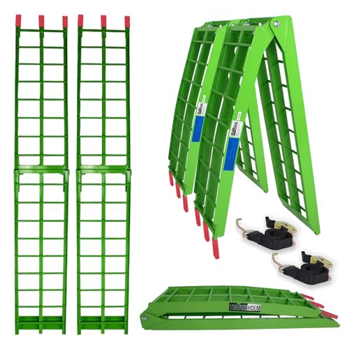 TRUTZHOLM 2 x Auffahrrampe klappbar 180 cm Traglast 680 kg Alu grün geriffelte Einzelstäbe Verladerampe von TRUTZHOLM