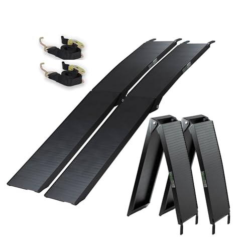 TRUTZHOLM 2 x Auffahrrampen 205 cm Traglast 680 kg Alu schwarz klappbar geriffelt Motorradrampen von TRUTZHOLM