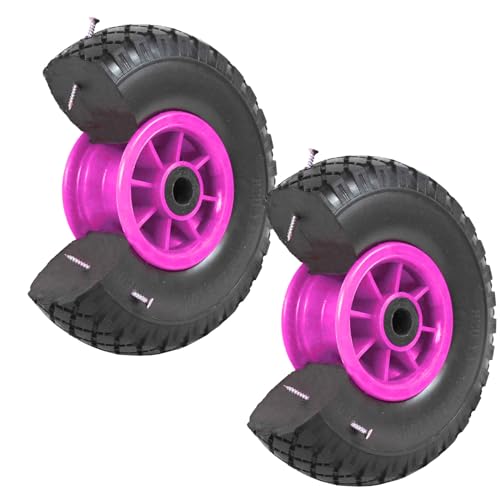 TRUTZHOLM 2X pannensicheres Sackkarrenrad 260x85mm Vollgummi 3.00-4 PU Ersatzrad für Sackkarre Rad Reifen 75mm Nabenlänge (Pink, zentrierte 75 mm Nabe) von TRUTZHOLM