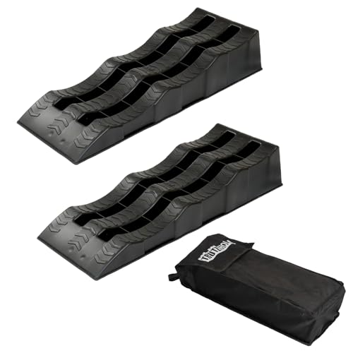 TRUTZHOLM 2 x Stufenkeil Auffahrkeil Ausgleichskeil mit Überfahrstopper 61 x 21 x 12 cm Kunststoff hochbelastbar 3,5 t Tragkrfat für Wohnmobil Camper PKW SUV Rutschfester Keil von TRUTZHOLM