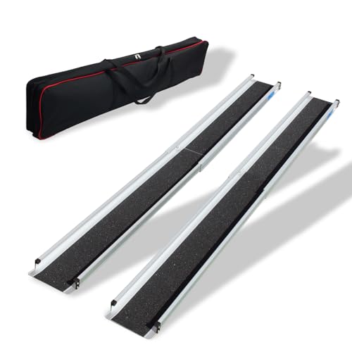 TRUTZHOLM 2 x Teleskoprampe Rollstuhlrampe 135-244 cm Traglast 272 Alu grau schwarz beschichtet inkl. Tasche von TRUTZHOLM