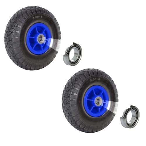 TRUTZHOLM 2X Sackkarrenrad Luftrad 260x85 mm 3.00-4 60 mm versetzte Nabe Ø 20 mm blau Robustes 4 PR Gewebe von TRUTZHOLM