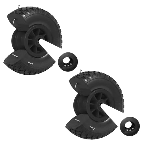 TRUTZHOLM 2X pannensicheres Sackkarrenrad 260x85mm Vollgummi 3.00-4 PU Ersatzrad für Sackkarre Rad Reifen 75mm Nabenlänge (Schwarz, zentrierte 75 mm Nabe) von TRUTZHOLM