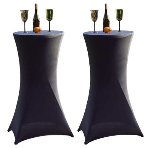 TRUTZHOLM 2X Stehtischhusse 60 cm Farbe nach Auswahl Tischdecke Husse für Partytisch Bistrotisch Stehtisch Husse anthrazit Decke Klapptisch Tischüberzug Tischhusse (Grau) von TRUTZHOLM