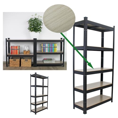 TRUTZHOLM 2X Wohnzimmerregal hell150x75x30 cm Traglast max. 650 kg I 5 höhenverstellbare Böden Steckregal Bücherregal Standregal Lagerregal Schwerlastregal von TRUTZHOLM