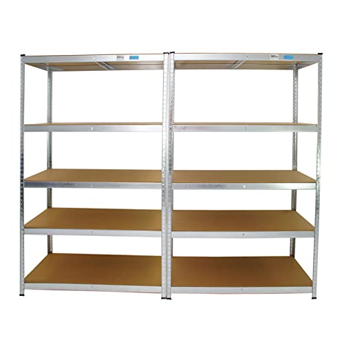 TRUTZHOLM 2X XXL Schwerlastregal 180x20x60 cm bis 875 kg belastbar mit 5 verstellbaren Böden Regal Steckregal Weitspannregal von TRUTZHOLM