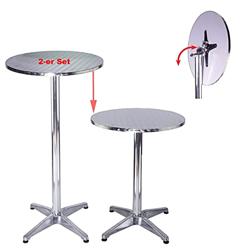 TRUTZHOLM 2er Set Stehtisch/Bistrotisch Klappbar Höhenverstellbar 70cm / 115cm aus Aluminium von TRUTZHOLM