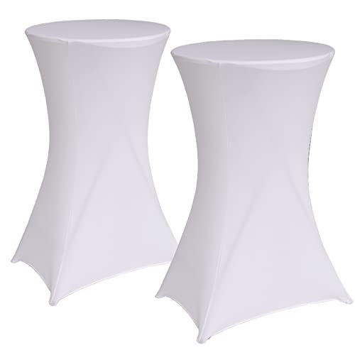 TRUTZHOLM 2er Set Stehtischhusse Tischdecke Husse Partytisch Bistrotisch Decke 60cm Weiß von TRUTZHOLM