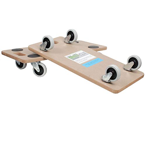TRUTZHOLM 2er Set Transportroller Soft Wheel geeignet für empfindliche Böden (Laminat, Parkett, helle Fliesen) mit Stabiler MDF Platte 200 kg von TRUTZHOLM