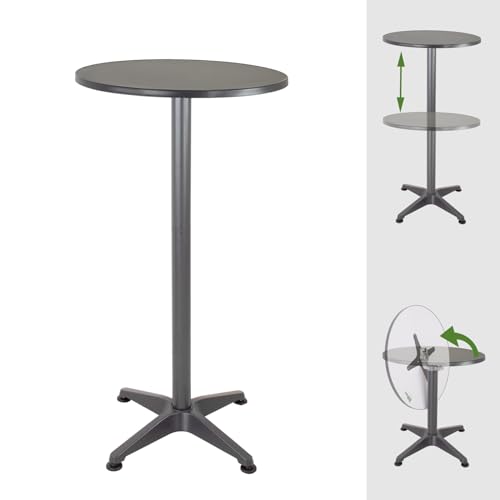TRUTZHOLM 2in1 Stehtisch höhenverstellbar 70-115 cm Ø Rund Aluminium pflegeleicht mit klappbarer Tischplatte Bistrotisch Partytisch Indoor Outdoor Partytisch Bartisch Empfangstisch Anthrazit (2) von TRUTZHOLM