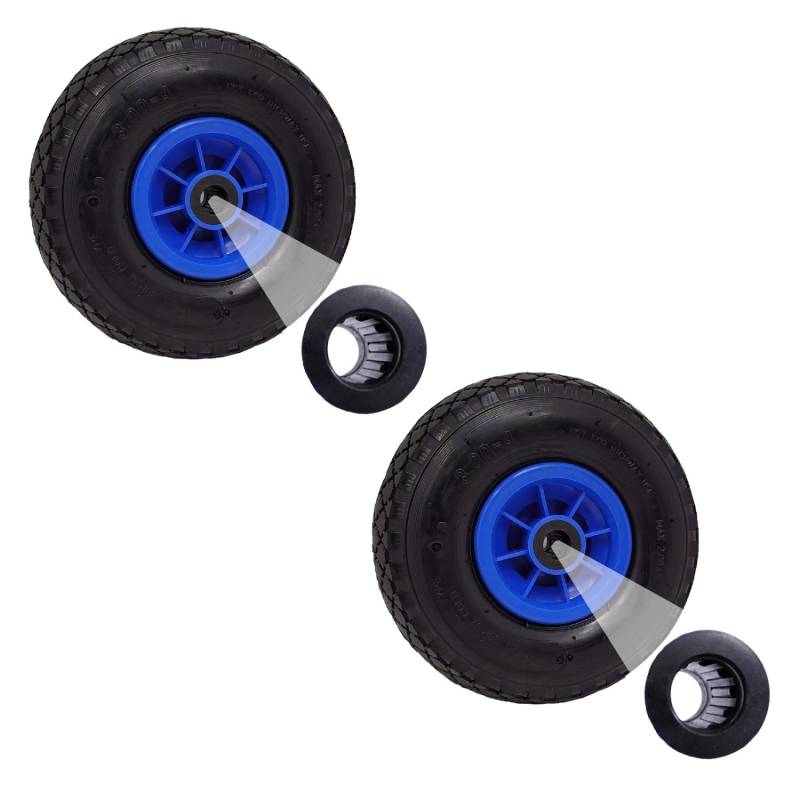 TRUTZHOLM 2x Sackkarrenrad Luftrad 260x85mm 3.00-4 Achlänge 75mm 4PR Nadellager Blau von TRUTZHOLM