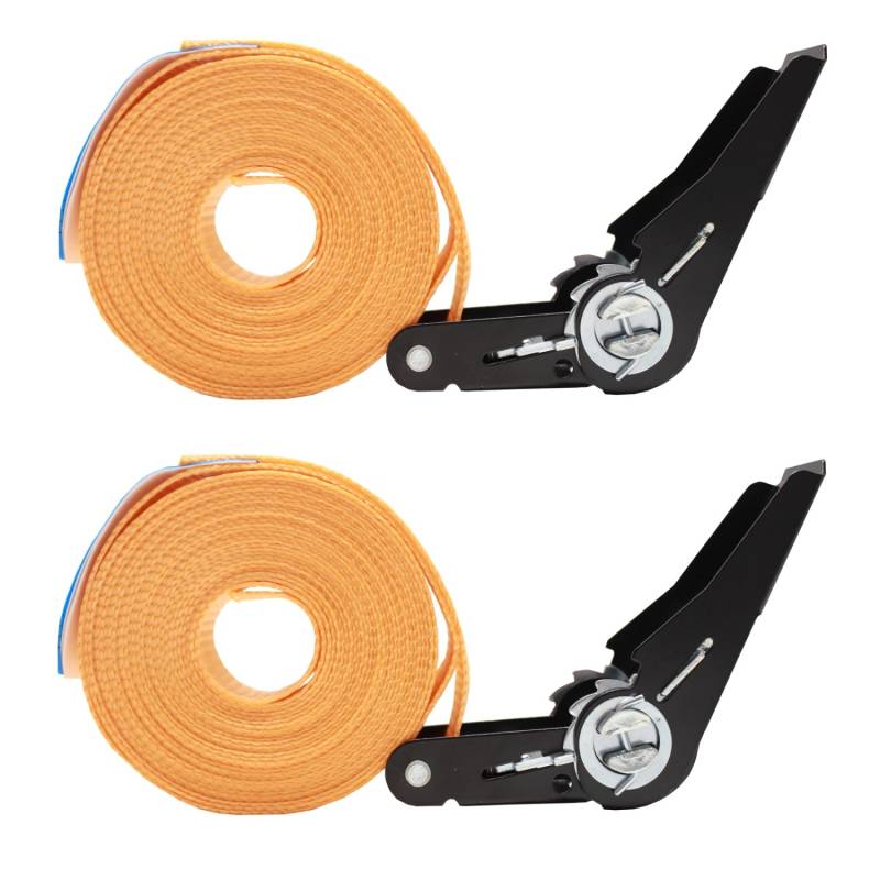 TRUTZHOLM 2x Spanngurt mit Ratsche 6m Einteilig 800kg 0,8t Orange von TRUTZHOLM