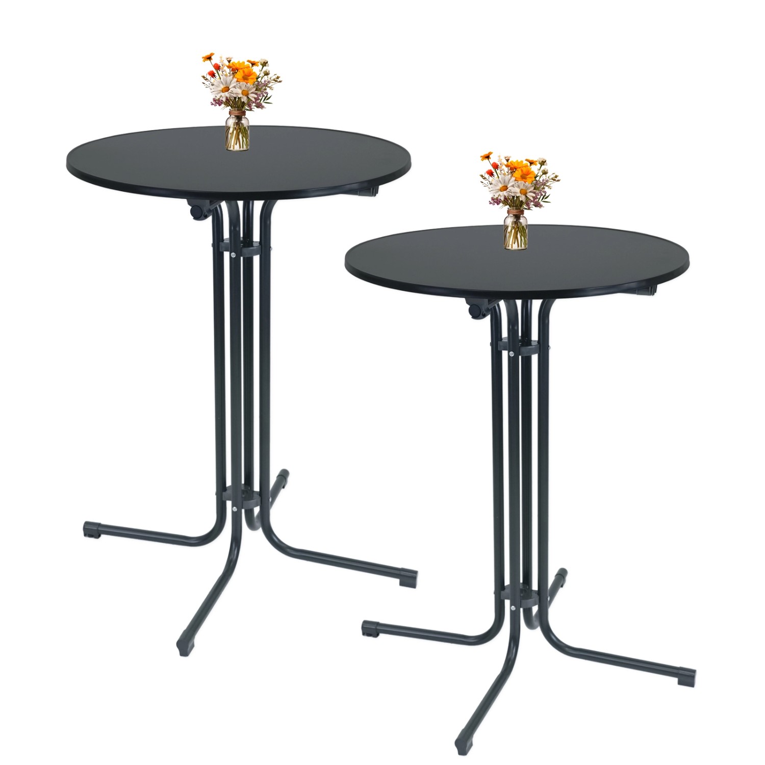 TRUTZHOLM 2x Stehtisch Klappbar Durchmesser 80 cm Höhe 110 cm Stahl Anthrazit von TRUTZHOLM
