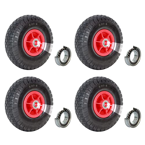 TRUTZHOLM 4X Sackkarrenrad Luftrad 260x85 mm 3.00-4 60 mm versetzte Nabe Ø 20 mm rot Robustes 4 PR Gewebe von TRUTZHOLM