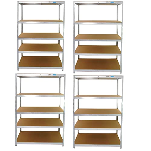 TRUTZHOLM 4X XXL Schwerlastregal 180x20x60 cm bis 875 kg belastbar mit 5 verstellbaren Böden Regal Steckregal Weitspannregal von TRUTZHOLM