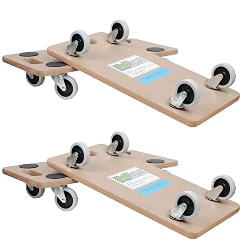 TRUTZHOLM 4er Set Transportroller Soft Wheel geeignet für empfindliche Böden (Laminat, Parkett, helle Fliesen) mit Stabiler MDF Platte 200 kg von TRUTZHOLM
