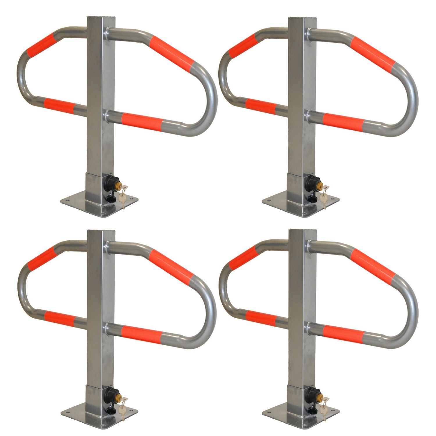 TRUTZHOLM 4x Parkplatzsperre 47x73 cm Metall Abschließbar Und Klappbar Grau von TRUTZHOLM