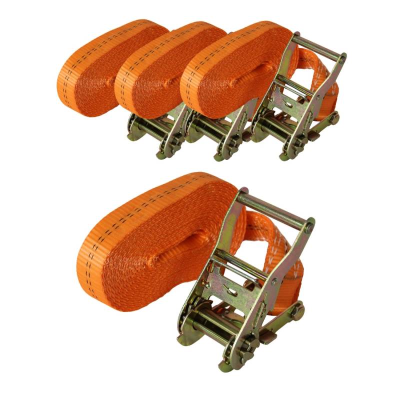 TRUTZHOLM 4x Profi Ratschen Spanngurt 1 Teilig 6m 2t  2000kg TÜV GS Orange von TRUTZHOLM