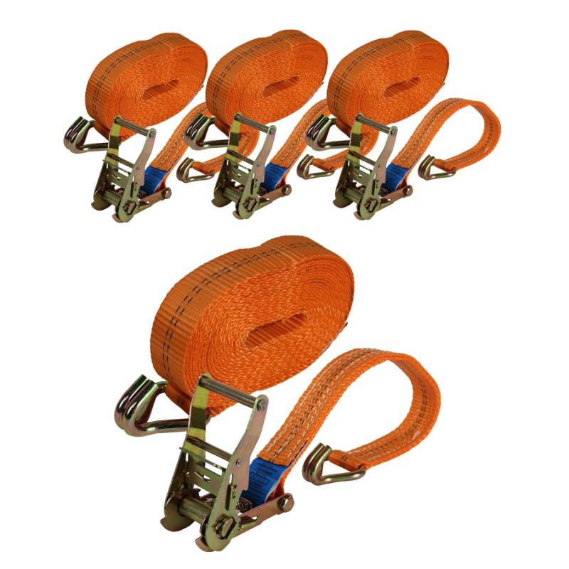 TRUTZHOLM 4x Profi Ratschen Spanngurt 2 Teilig 6m 2t 2000kg TÜV GS ORANGE von TRUTZHOLM