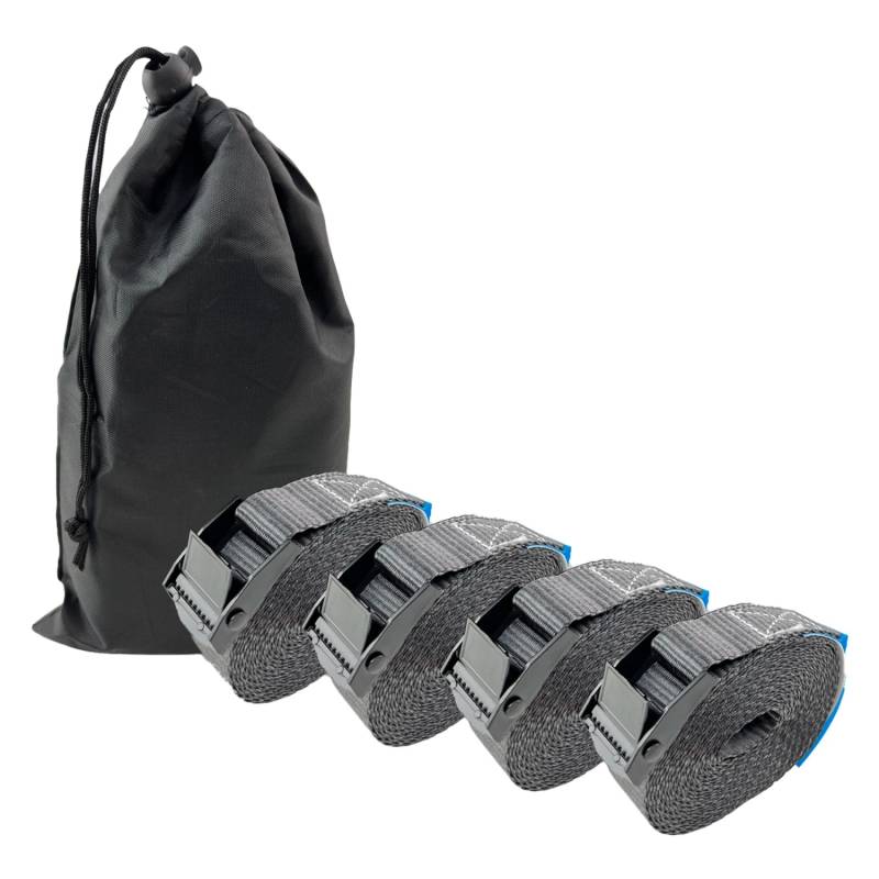 TRUTZHOLM 4x Profi Spanngurt Klemmschloss Auto 1 Teilig 4m 250 kg Anthrazit mit Tasche von TRUTZHOLM