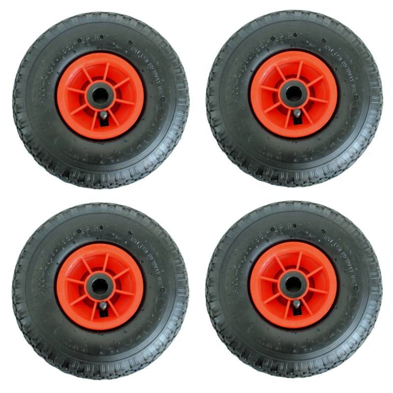TRUTZHOLM 4x Sackkarrenrad Luftrad 260x85 3.00-4 Achlänge 75 mm 4PR Rot von TRUTZHOLM