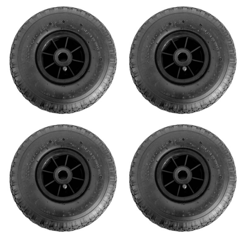 TRUTZHOLM 4x Sackkarrenrad Luftrad 260x85mm 3.00-4 Achlänge 75mm 4PR Schwarz von TRUTZHOLM
