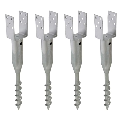 TRUTZHOLM 4x U-Profil Bodenhülse zum Einschrauben feuerverzinkt für Vierkanthölzer 70 bis 100 mm Einschraubbodenhülse Pfostenträger Einschraubhülse Zaunbau (9x9 cm) von TRUTZHOLM