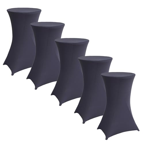 TRUTZHOLM 5X Stehtischhusse 60 cm Farbe nach Auswahl 60 cm Tischdecke Husse für Partytisch Bistrotisch Stehtisch Husse anthrazit Decke Klapptisch Tischüberzug Tischhusse (5er Set) (Grau) von TRUTZHOLM