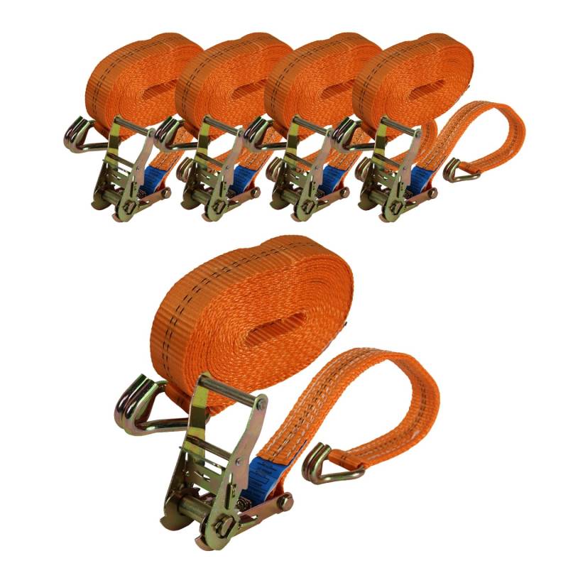 TRUTZHOLM 5x Profi Ratschen Spanngurt 2 Teilig 6m 2t  2000kg TÜV GS Orange von TRUTZHOLM