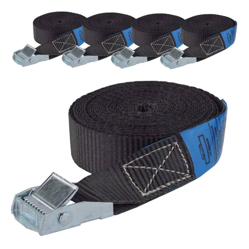 TRUTZHOLM 5x Profi Spanngurt Klemmschloss Auto 1 Teilig 4m 250 kg Schwarz von TRUTZHOLM