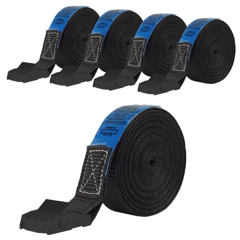 TRUTZHOLM 5x Profi Spanngurt Klemmschloss Auto 1 Teilig 5m 250 kg Schwarz von TRUTZHOLM