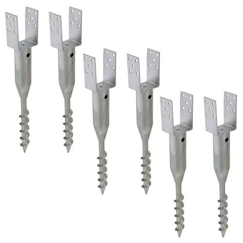 TRUTZHOLM 6x U-Profil Bodenhülse zum Einschrauben feuerverzinkt für Vierkanthölzer von 70 bis 100 mm Einschraubbodenhülse Pfostenträger Einschraubhülse Zaunbau (9x9 cm) von TRUTZHOLM