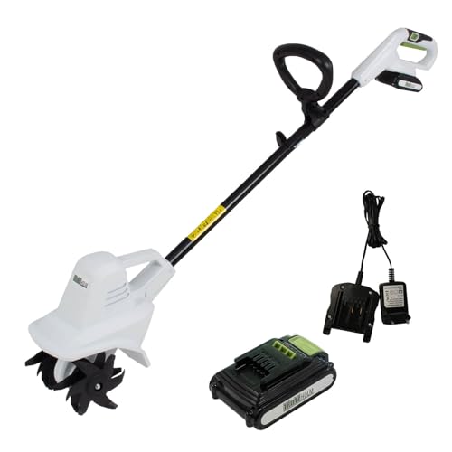 TRUTZHOLM Akku Bodenhacke 20V/2.0Ah mit Akku und Ladegerät 19 cm Arbeitsbreite 24 Klingen Motorhacke Bodenfräse Kultivator von TRUTZHOLM
