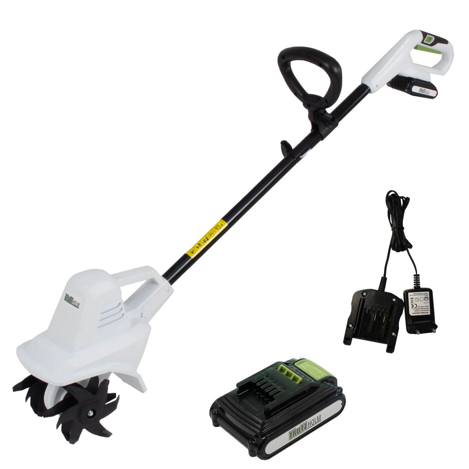TRUTZHOLM Akku Bodenhacke 20V 2Ah mit Akku und Ladegerät 19 cm Arbeitsbreite 24 Klingen von TRUTZHOLM